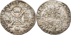 BRABANT, Duché, Albert et Isabelle (1598-1621), AR quart de patagon, 1617, Bois-le-Duc. D/ Croix de Bourgogne, sous une couronne, entre les monogramme...
