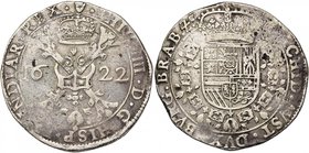 BRABANT, Duché, Philippe IV (1621-1665), AR patagon, 1622, Anvers. D/ Croix de Bourgogne sous une couronne, portant le bijou de la Toison d'or. R/ Ecu...