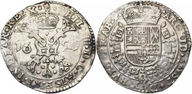 BRABANT, Duché, Philippe IV (1621-1665), AR patagon, 1659, Anvers. D/ Croix de Bourgogne sous une couronne, portant le bijou de la Toison d'or. R/ Ecu...
