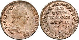 BRABANT, Duché, Joseph II (1780-1790), Cu double liard, 1789, Bruxelles. D/ B. l. et dr. à d. R/ Inscription dans une couronne. W. 1154. 7,05g Petites...