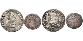 ARTOIS, Comté, Philippe II (1555-1598), AR demi-écu Philippe, 1592, Arras. D/ B. cuir. à d. R/ Ecu couronné avec écusson de Portugal en surtout, sur u...
