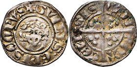 CAMBRAI, Evêché, Guillaume de Hainaut (1285-1296), AR esterlin. D/ + GVILLS: EPISCOPVS B. de f., couronné de roses. R/ CAM-ERA-CEN-SIS Croix pattée lo...