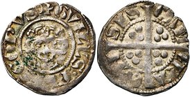 CAMBRAI, Evêché, Guillaume de Hainaut (1285-1296), AR esterlin. D/ + GVILLS: EPISCOPVS B. de f., couronné de roses. R/ CAM-ERA-CEN-SIS Croix pattée lo...