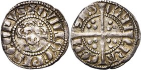 CAMBRAI, Evêché, Guillaume de Hainaut (1285-1296), AR esterlin. D/ + GVILLS EPISCOPVS B. de f., couronné de roses. R/ CAM-ERA-CEN-SIS Croix pattée lo...