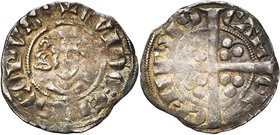 CAMBRAI, Evêché, Gui de Collemède (1296-1306), AR esterlin, vers 1297-1298. D/ + GVIDO EPISCOPVS B. de f., couronné de roses. R/ CAM-ERA-CEN-SIS Croi...