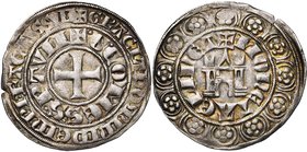 CAMBRESIS, Seigneurie d'Elincourt, Gui IV de Saint-Pol (1300-1317), AR gros au châtel, Elincourt. D/ Croix. En légende intérieure, +•G• COMES• S• PAVL...