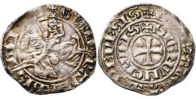 CAMBRESIS, Seigneurie de Serain, Waleran II de Luxembourg, sire de Ligny (1304-1353 et 1364-1366), AR demi-gros au chevalier (baudekin à la lance), 1e...