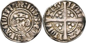 HAINAUT, Comté, Jean II d'Avesnes (1280-1304), AR esterlin, vers 1291-1295, Mons. D/ + IOHS COMES HANONIE B. de f., couronné de roses. R/ MON-ETA- ...