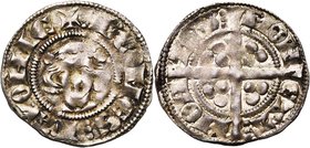 HAINAUT, Comté, Jean II d'Avesnes (1280-1304), AR esterlin, 1297-1298, Mons. D/ +I COMES HAYONIE B. de f., couronné de roses. R/ MON-ETA- MON-TES'...