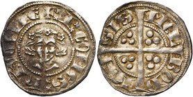 HAINAUT, Comté, Jean II d'Avesnes (1280-1304), AR esterlin, vers 1294-1297, Maubeuge. D/ + I COMES HAYONIE B. de f., couronné de roses. R/ MEL·-BOD...