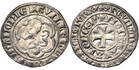 HAINAUT, Comté, Guillaume Ier (1304-1337), AR gros tournois (guillemot), 1306-1309, Valenciennes. D/ + GVILLELMVS COMES HANONIE Lion rampant à g. dans...