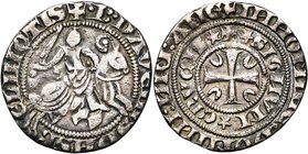 HAINAUT, Seigneurie de Beaumont, Baudouin d'Avesnes (1246-1288), AR double esterlin au chevalier, vers 1270-1280. D/ + ·B· D'AVENIS DNS B-ELIMOTIS Che...