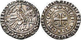 HAINAUT, Seigneurie de Beaumont, Baudouin d'Avesnes (1246-1288), AR double esterlin au chevalier, vers 1270-1280. D/ + ·B· D'AVENIS DNS BEL-LIMOTIS Ch...