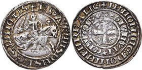 HAINAUT, Seigneurie de Beaumont, Baudouin d'Avesnes (1246-1288), AR double esterlin au chevalier, vers 1270-1280. D/ + ·B· D'AVENIS DNS BE-LIMOTIS Che...