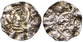 NAMUR, Comté, Albert III (1063-1102), AR denier, vers 1064-1075, Dinant. D/ A[LBERT]VS B. à d. R/ + [DEON]ANT Croix ornée d'un losange. C...
