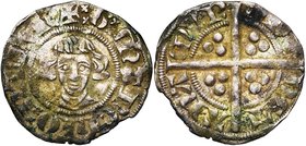 NAMUR, Comté, Gui de Dampierre (1263-1297), AR esterlin à tête, vers 1290-1295, Namur. Avec les  onciaux. D/ +G MARCHIO NAMVR T. nue de f. R/ MO-...