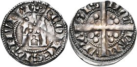 NAMUR, Comté, Jean Ier (1297-1331), AR esterlin au châtel, vers 1318, Namur. Imitation de l'esterlin au châtel de Jean III de Brabant. D/ +•I• COMES N...
