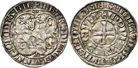 NAMUR, Comté, Jean Ier (1297-1331), AR demi-gros au quadrilobe, à partir de 1322, Viesville. Frappé en convention avec Louis de Nevers, comte de Fland...