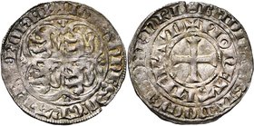 MERAUDE (POILVACHE), Jean l'Aveugle, comte de Luxembourg (1309-1343), AR demi-gros au quadrilobe, après 1314. Au titre de roi de Bohême. D/ + IOHANNES...