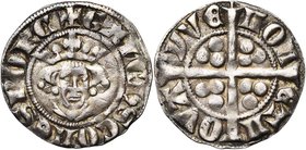 FLORENNES, Gaucher de Châtillon (1313-1322), AR esterlin, Yves. D/ + GALCHS COMES PORC B. couronné de f. R/ MON-ET N-OVA- YVE Croix pattée longue, can...