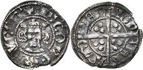 LUXEMBOURG, Comté, Henri VII (1288-1309), AR esterlin, vers 1296-1300, Bastogne. D/ + H COMES LVCEB' B. de f. , couronné de roses. R/ MON-ETA B-AST...