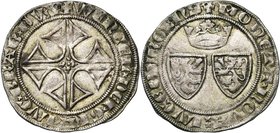 LUXEMBOURG, Duché, Wenceslas Ier (1353-1383), AR blan-gros, vers 1380, Luxembourg. Au titre de duc de Brabant. D/ Croix formée par quatre V aboutés au...