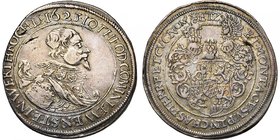 CUGNON, Jean Théodore de Löwenstein (1611-1644), AR rixthaler, 1623. D/ B. cuir. à d. R/ Ecu écartelé de Löwenstein et Scharfeneck, avec l'écusson de ...