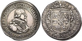 CUGNON, Jean Théodore de Löwenstein (1611-1644), AR rixthaler, 1624. D/ B. cuir. à d. R/ Ecu couronné à huit quartiers, dans un cartouche orné. Weille...