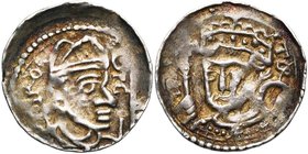 LIEGE, Principauté, Rodolphe de Zaeringen (1167-1191), AR denier, s.d. (1174), Maastricht. Avec Frédéric Ier Barberousse (1155-1190). D/ ROF- E-PC B. ...