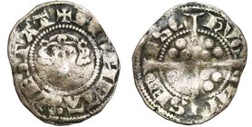 LIEGE, Principauté, Hugues de Chalon (1296-1301), AR esterlin, Statte. D/ + MONETA LESTAT B. de f., couronné de roses. R/ HVG-ONI-S EP-ISC Croix long...