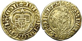 LIEGE, Principauté, Jean de Hornes (1485-1505), AV florin d'or postulat. D/ + IOHS DE HORN EPS LEODIE Ecu à la croix chargée d'un écusson de Hornes, d...