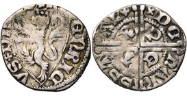 HERSTAL, Henri de Louvain (1254-1285), AR esterlin, vers 1280. Monétaire Pierre. D/ + H-ENRIC-VS.DN-S Ecu au lion. R/ DE- HAR-SST-AL Double croix b...