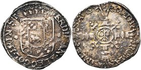 STAVELOT, Abbaye, Ferdinand de Bavière (1612-1650), AR demi-réal d'argent (3 sols), s.d. (avant mai 1614), Stavelot. Au titre de Matthias Ier. D/ Ecu ...