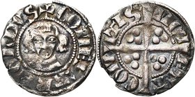 LOON, Graafschap, Arnold V (1279-1323), AR sterling, Hasselt. Vz/ + COMES ARNOLDVS Ongekroond hoofd. Kz/ MON-ETA- COM-ITIS Lang gevoet kruis met in d...