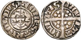LOON, Graafschap, Arnold V (1279-1323), AR sterling, Hasselt. Vz/ + COMES ARNOLDVS Ongekroond hoofd. Kz/ MON-ETA- COM-ITIS Lang gevoet kruis met in d...