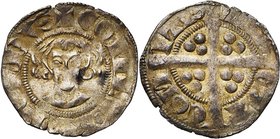 LOON, Graafschap, Arnold V (1279-1323), AR sterling, Hasselt. Vz/ + COMES (roosje) ARNOLDVS Ongekroond hoofd. Kz/ MON-TA- COM-ITIS Lang gevoet kruis ...