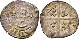 LOON, Graafschap, Arnold V (1279-1323), AR sterling, Hasselt. Vz/ + COMES (roosje) ARNOLDVS (roosje) Ongekroond hoofd. Kz/ MON-TA- COM-ITIS Lang gevo...