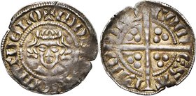 LOON, Graafschap, Arnold V (1279-1323), AR sterling, Hasselt. Met onciale . Vz/ + MONETA COMIT DE LO Hoofd v.v. Kz/ COM-ES A-RNO-IDVS Lang gevoet kru...