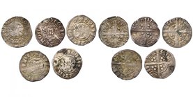 LOON, Graafschap, Arnold V (1279-1323), lot van 5 sterlingen. Baerten 12, 13; Mayhew 62, 66.

Fraai / Fine