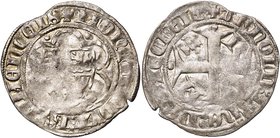 RUMMEN, Arnold van Oreye (1355-1370), AR groot, na 1363. Met titel van Heer van Quaecbeke. Vz/ + MONETA NOVA RVMENNCEIS Gevierendeeld wapen in een zes...