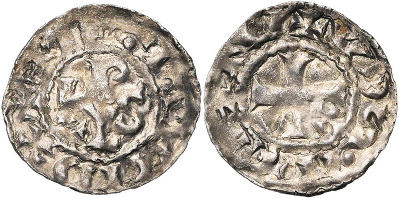 VLAANDEREN, Graafschap, Arnulf II (964-989) of Boudewijn IV (989-1036), AR denie...