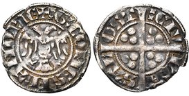 VLAANDEREN, Graafschap, Gwijde van Dampierre (1280-1305), AR sterling met de adelaar, ca. 1290-1292, Aalst. Vz/ +G COMES• FLANDRIE Tweekoppige adela...