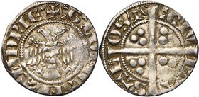 VLAANDEREN, Graafschap, Gwijde van Dampierre (1280-1305), AR sterling met de adelaar, ca. 1290-1292, Aalst. Vz/ +G COMES• FLADRIE Tweekoppige adela...