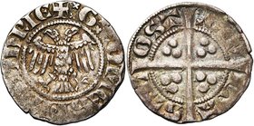 VLAANDEREN, Graafschap, Gwijde van Dampierre (1280-1305), AR sterling met de adelaar, ca. 1290-1292, Aalst. Vz/ +G COMES• FLADRIE Tweekoppige adela...