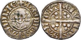 VLAANDEREN, Graafschap, Gwijde van Dampierre (1280-1305), AR sterling, ca. 1290-1292, Aalst. Vz/ +G COMES• FLADRIE Ongekroond hoofd. Kz/ CIV-ITA-S...