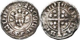 VLAANDEREN, Graafschap, Robrecht van Béthune (1305-1322), AR sterling, ca. 1317, Aalst. Met onciale . Vz/ + :RCOMES FLANDRIE Gekroond hoofd. Kz/ MO...