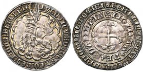 VLAANDEREN, Graafschap, Lodewijk van Male (1346-1384), AR dubbele groot (plak), 1e uitgifte (1365-1367), Gent. Met peterselieblad. Vz/ Zittende leeuw ...