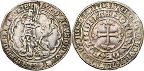 VLAANDEREN, Graafschap, Lodewijk van Male (1346-1384), AR dubbele groot (plak), 3e uitgifte (1368-1369), Gent. Met klaverblad, ronde E op vz. en gepun...