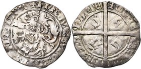 VLAANDEREN, Graafschap, Philips de Goede (1419-1467), AR dubbele groot kromstaart, 1428-1432, Gent. A met dwarsstreep. Vz/ Leeuw n. l. met het wapensc...