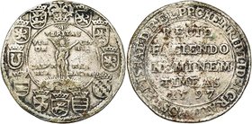 ALLEMAGNE, BRUNSWICK-WOLFENBÜTTEL, Heinrich Julius (1589-1613), AR Taler (Wahreitstaler), 1597, Goslar. D/ Inscription en cinq lignes dans le champ. R...